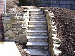 Mortared natural stone steps
